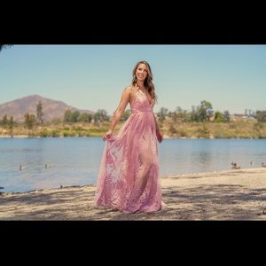 Long flowy pink dress